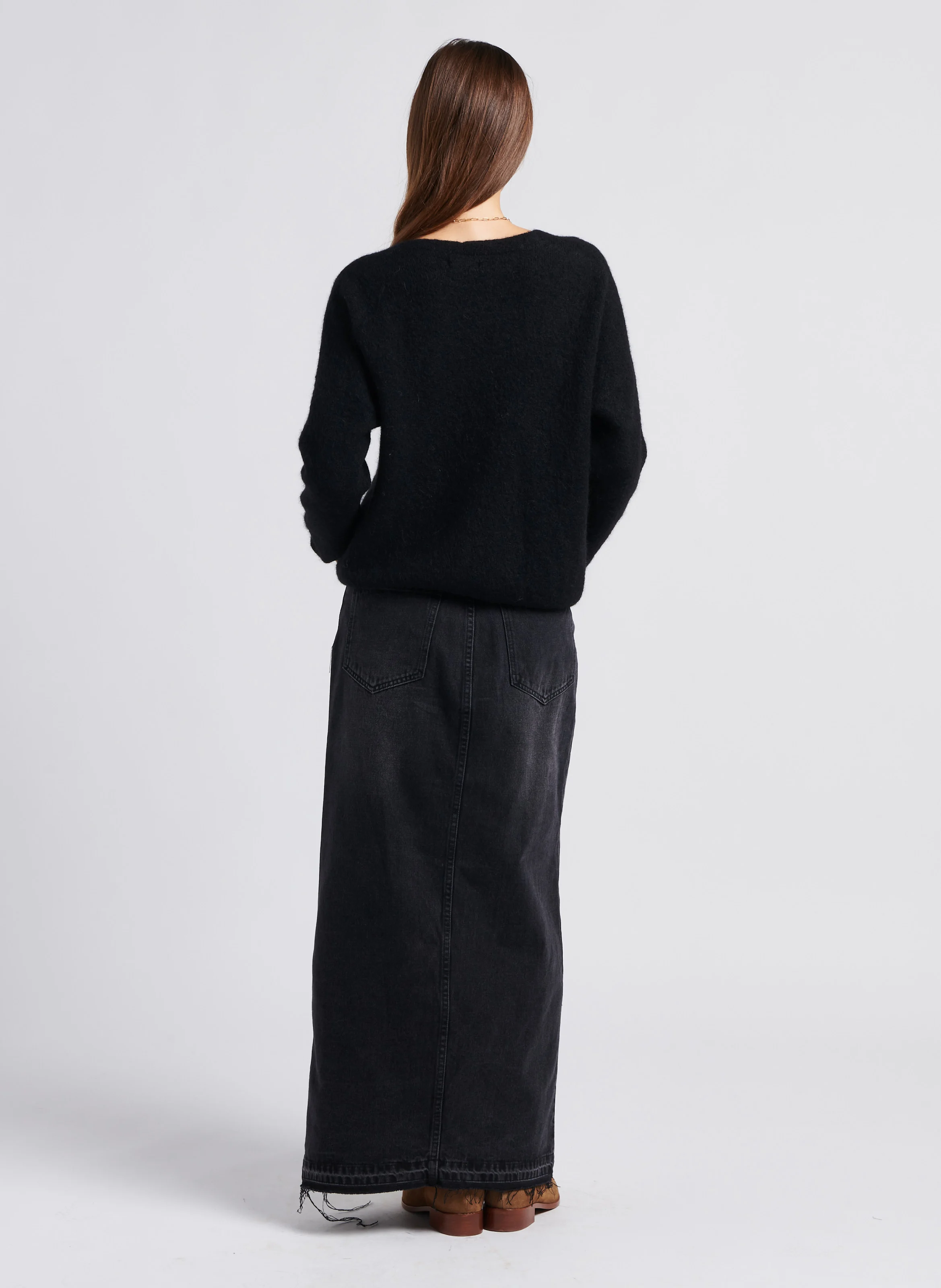 NETE - Jupe longue en coton | Noir