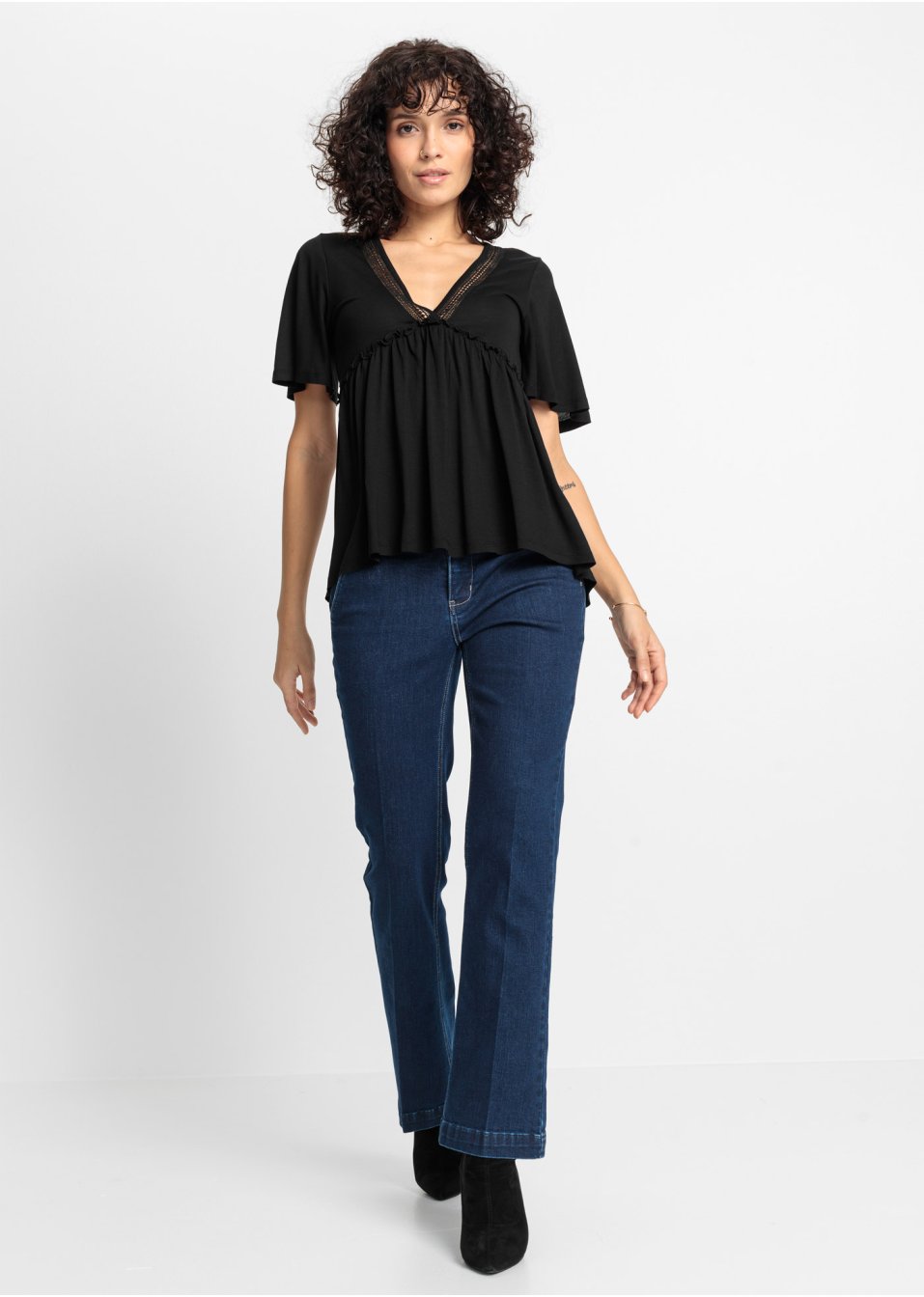 T-shirt boho à dentelle