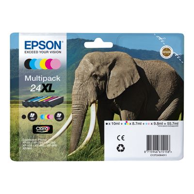 Epson 24XL Elephant - Pack de 6 - noir, cyan, magenta, jaune, cyan clair, magenta clair - cartouche d'encre originale