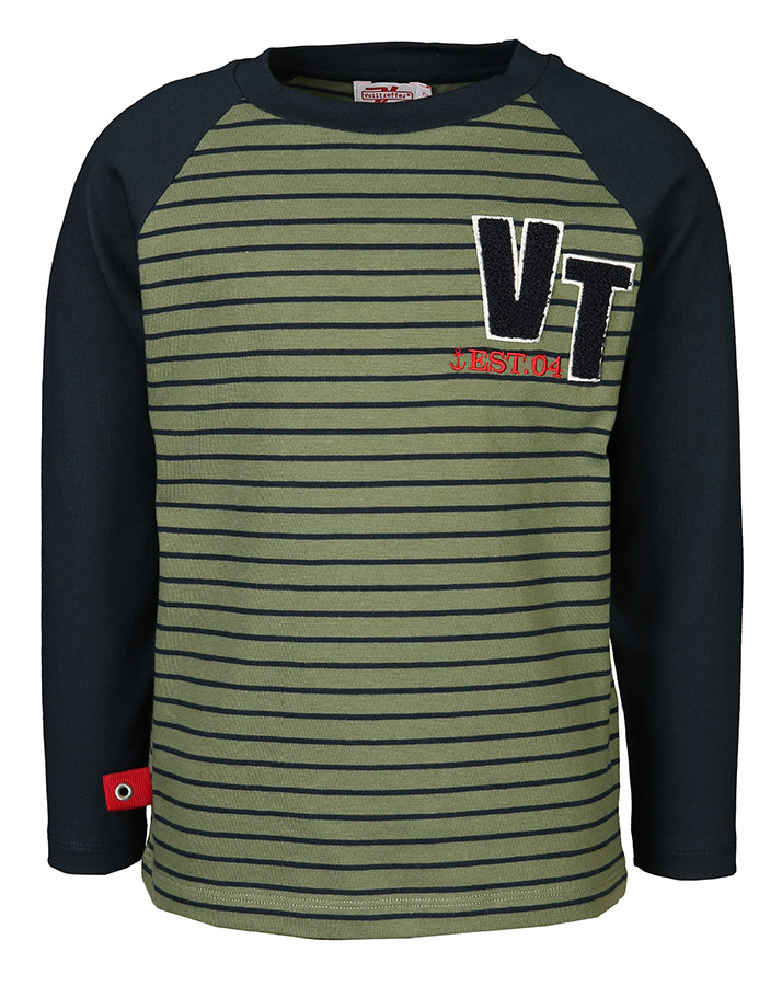 Langarmshirt COLLEGE gestreift mit Raglanärmeln in olive/dunkelblau