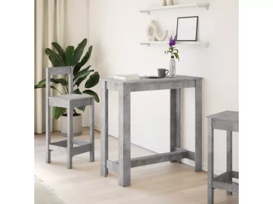 Table de bar gris béton 102x50x103,5 cm bois d'ingénierie