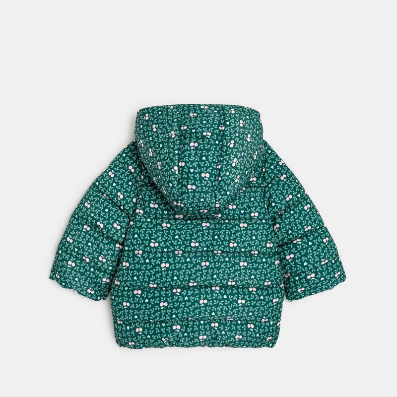 Manteau matelassé doublé fleuri vert bébé fille Vert