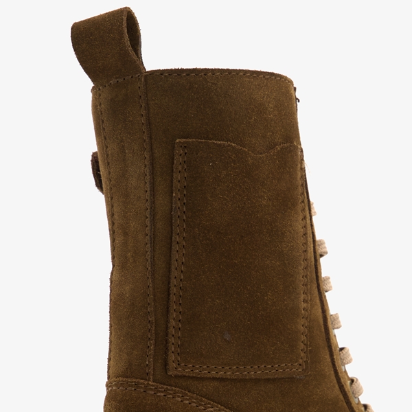 Groot suède meisjes veterboots bruin/beige