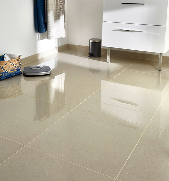 Carrelage sol beige poli 60 x 60 cm Modenia