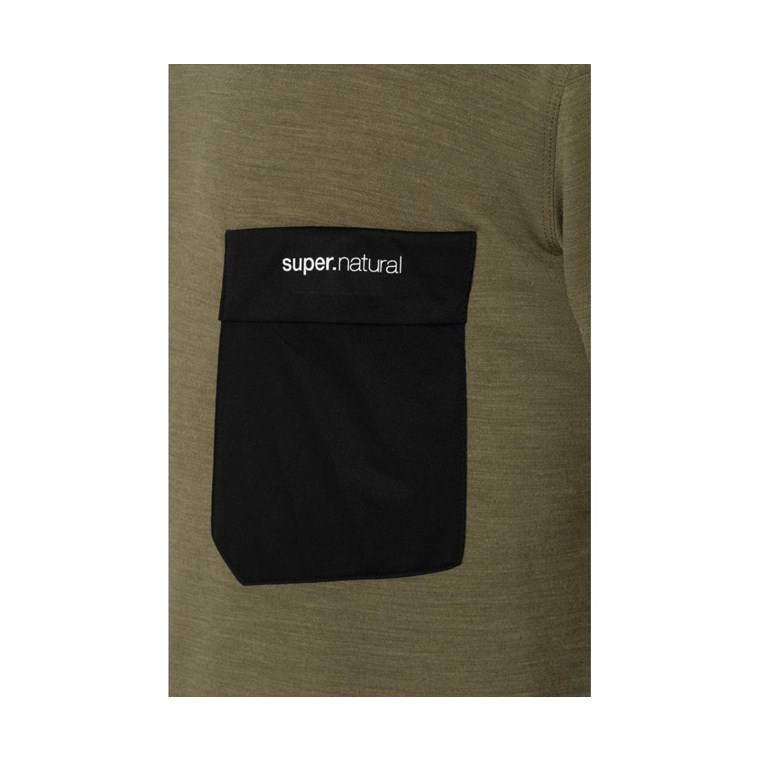 Super.natural Alpine Pocket Crew Pullover Men Olive Night Melange/Jet Black