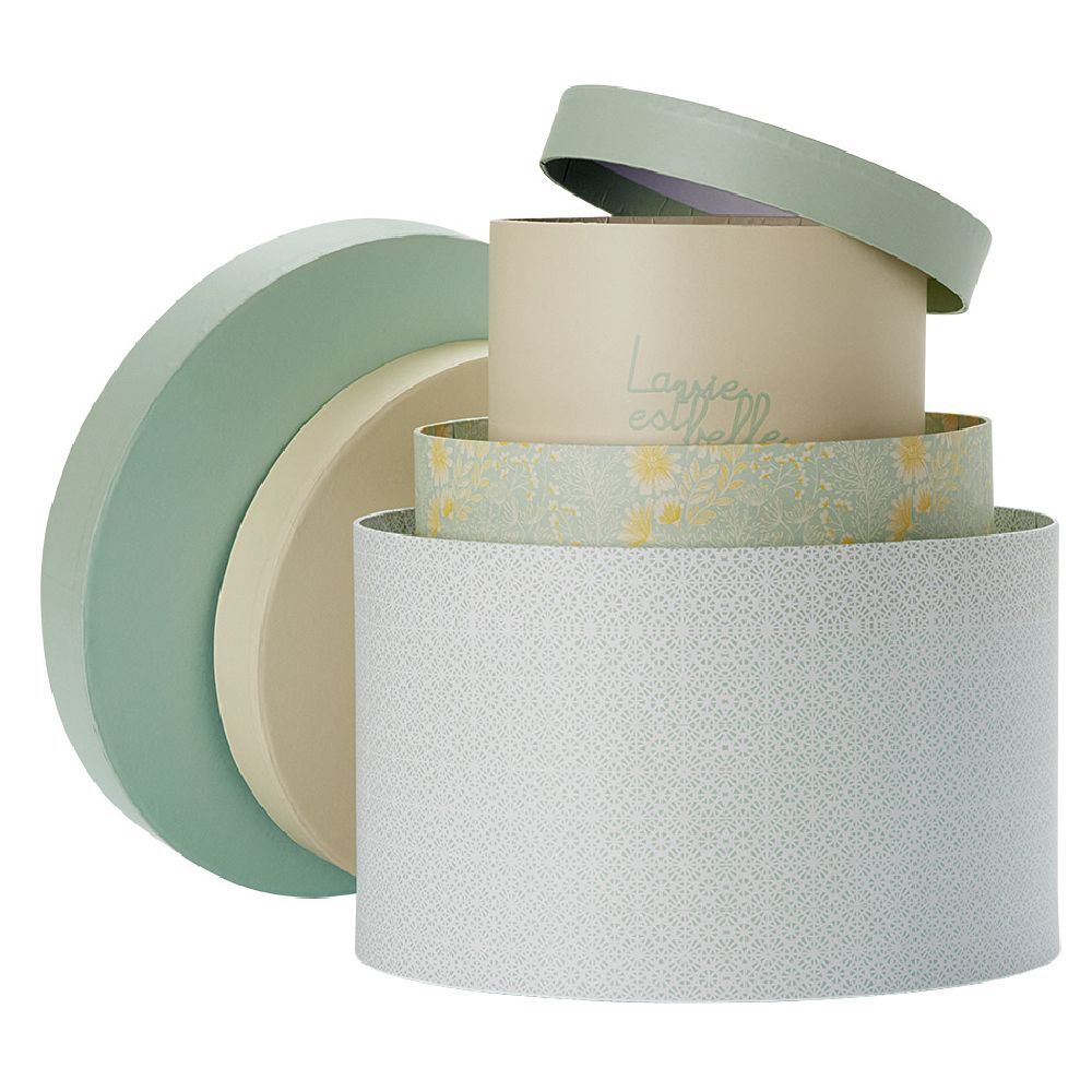 Boîte ronde motif pastel x3