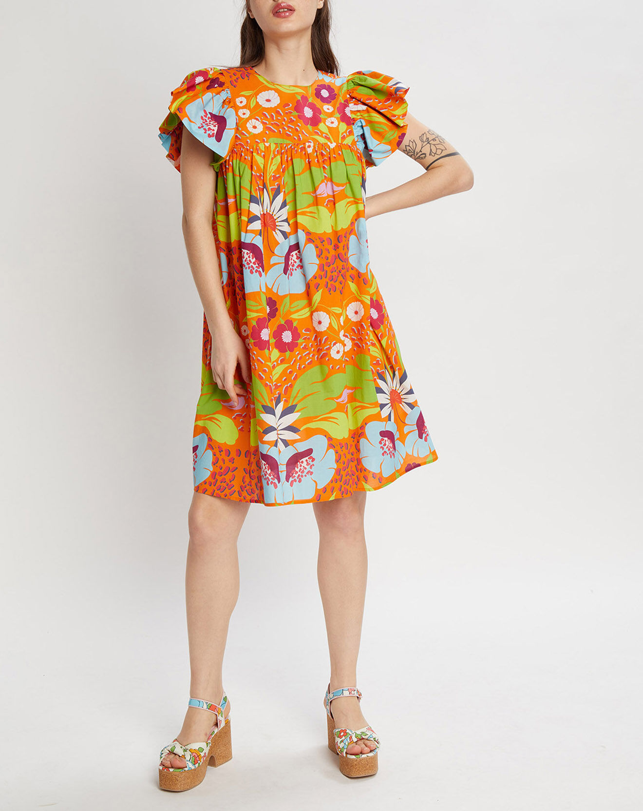 Manoush Robe Mexico imprimée orange