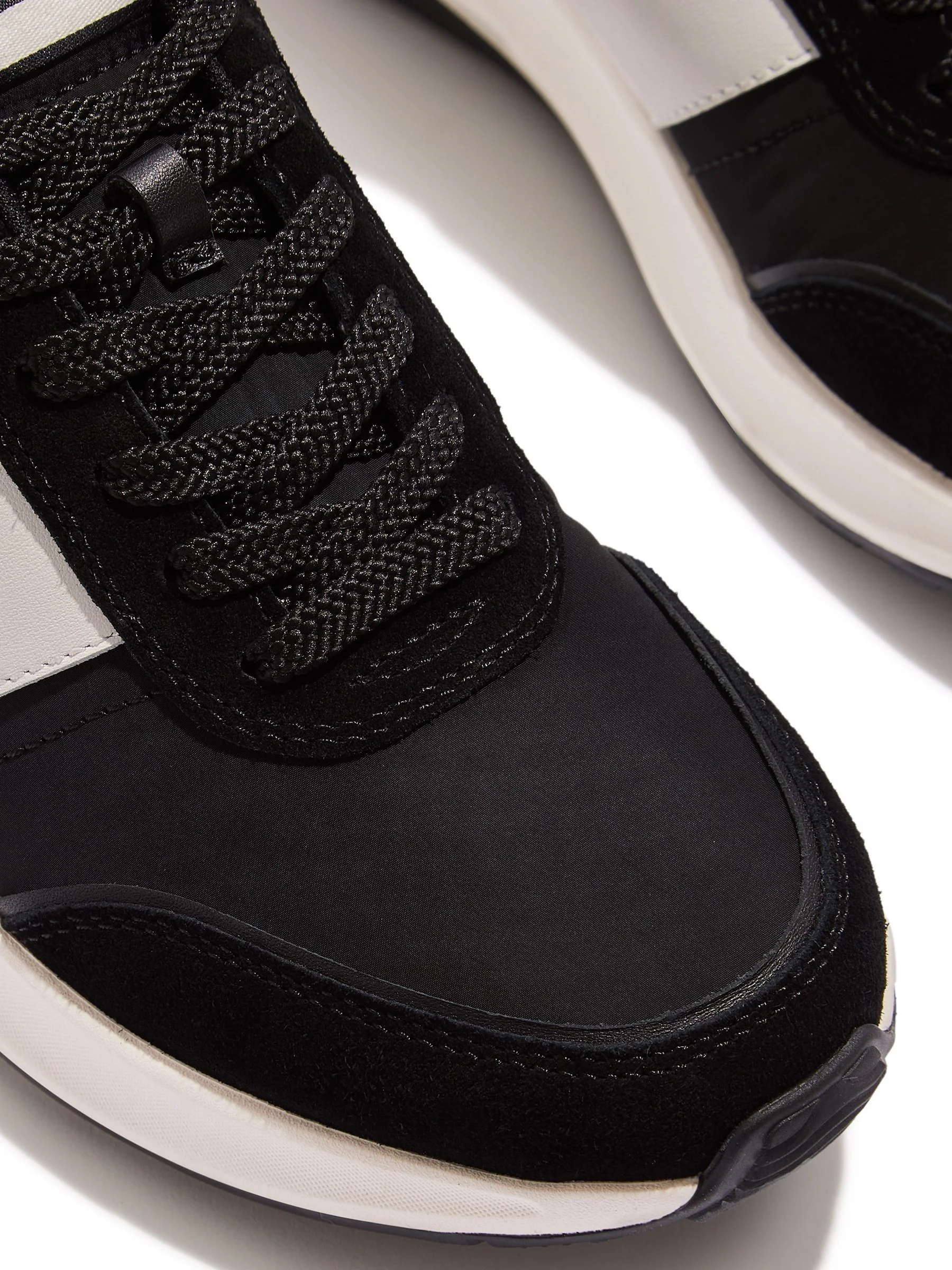 Zwart - Fitflop F-Mode Flow Fabric Suede Leather Trainers