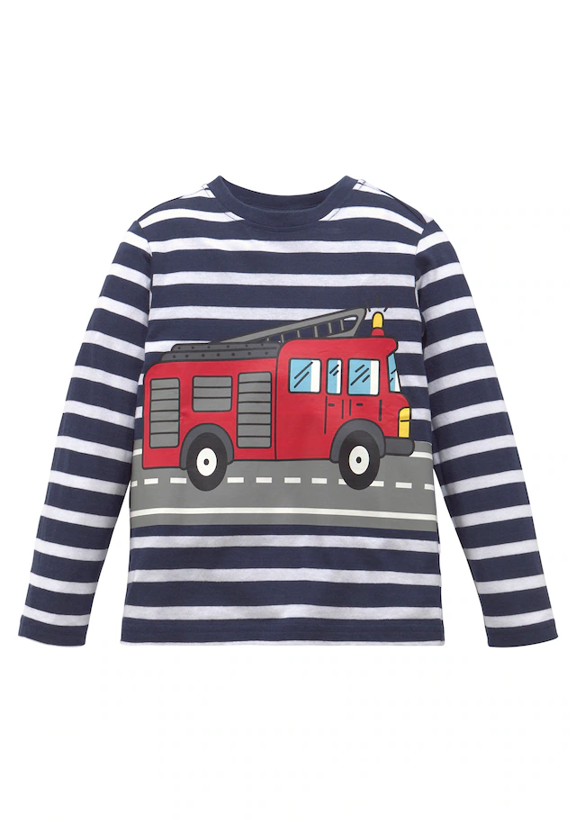 KIDSWORLD Langarmshirt »TATÜ TATA die Feuerwehr ist da«, langärmlig,  Basic-Passform,  gestreift und bedruckt