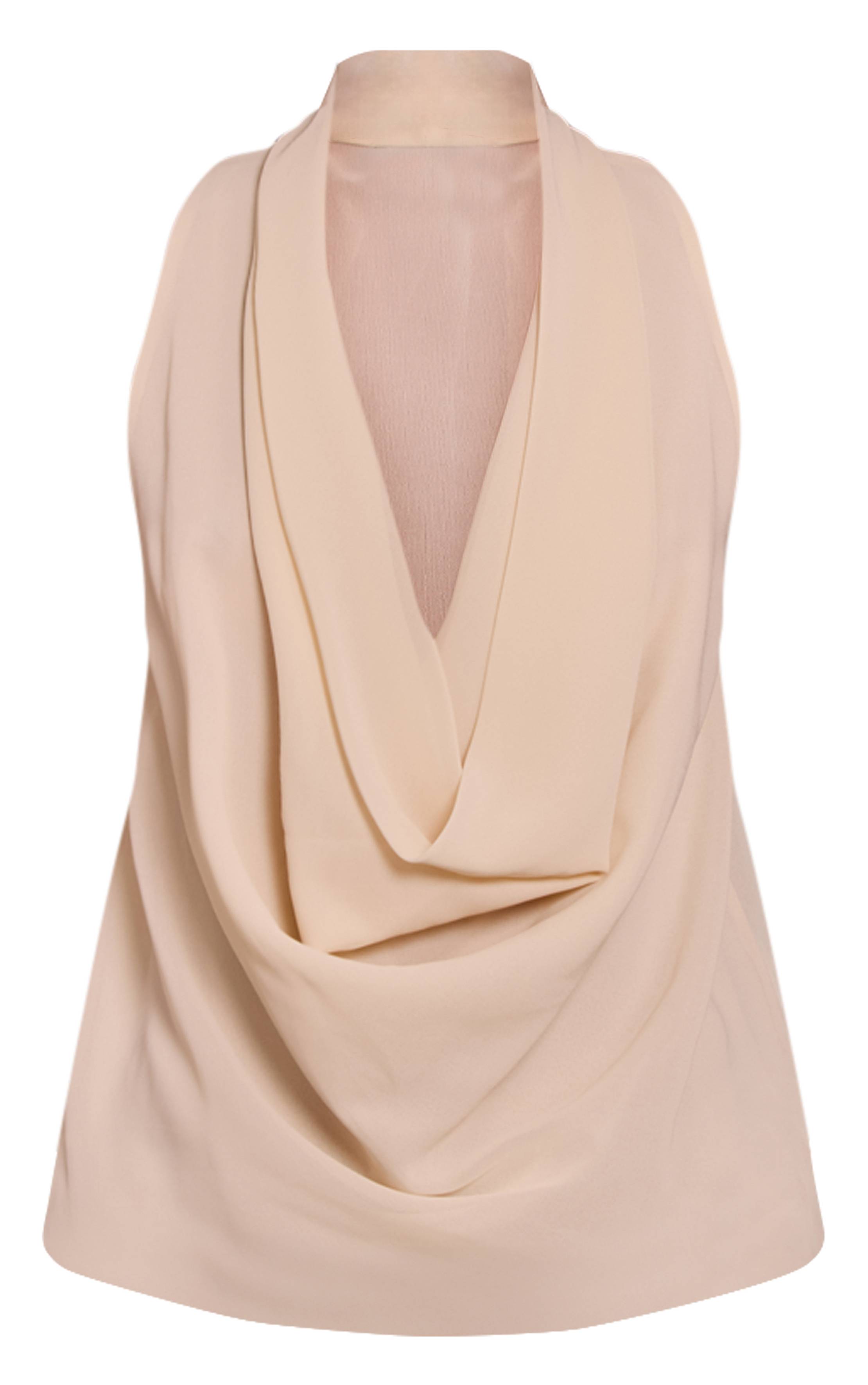 Crème Top Long En Mousseline Col Bénitier Extrême Avec Détail