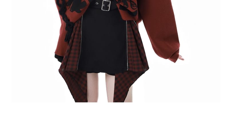 Florimi - V-hals cartoon jacquard split oversized trui