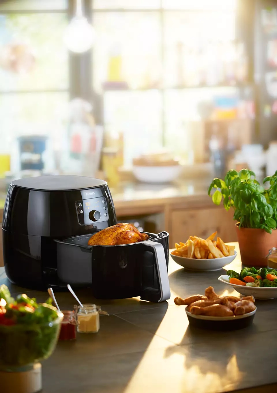 Fritadeira sem óleo Premium XXL com tecnologia de remoção de gordura