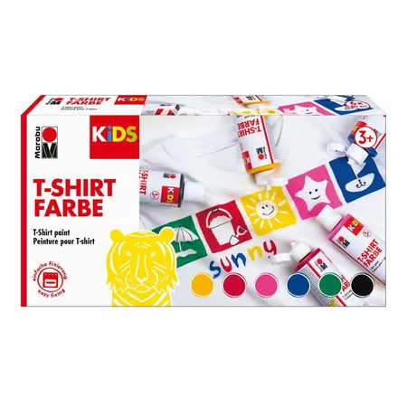 Marabu Kids T-Shirt Farbe, Stoffmalfarbe für Kinder, 6 x 80 ml