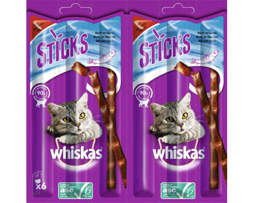 Whiskas kattensnacksticks rijk aan zalm, 6 stuks