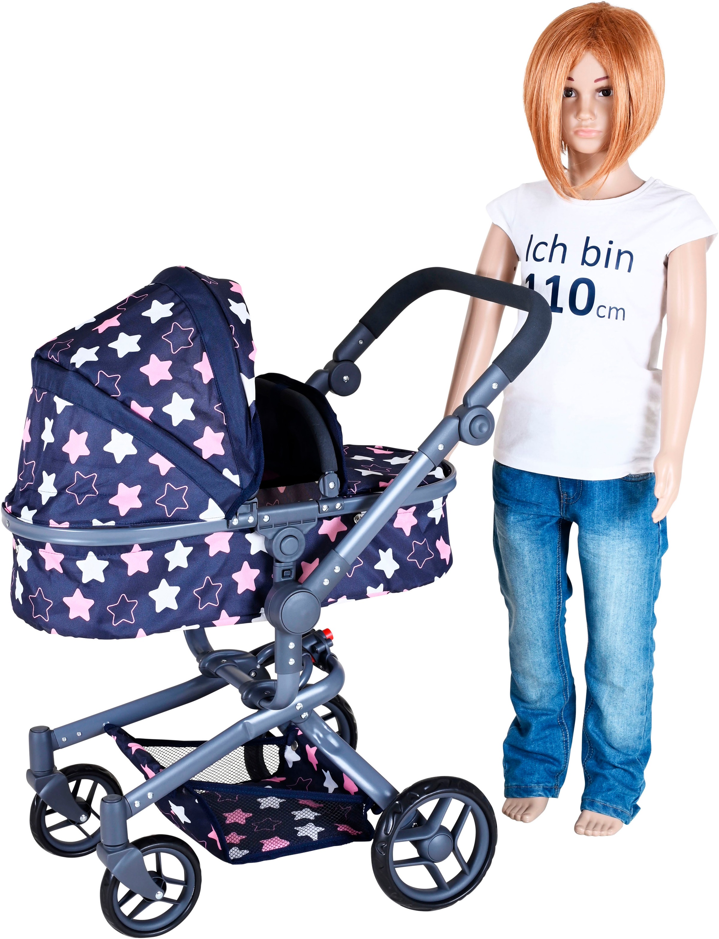 Knorrtoys® Kombi-Puppenwagen »Boonk - star blue pink«