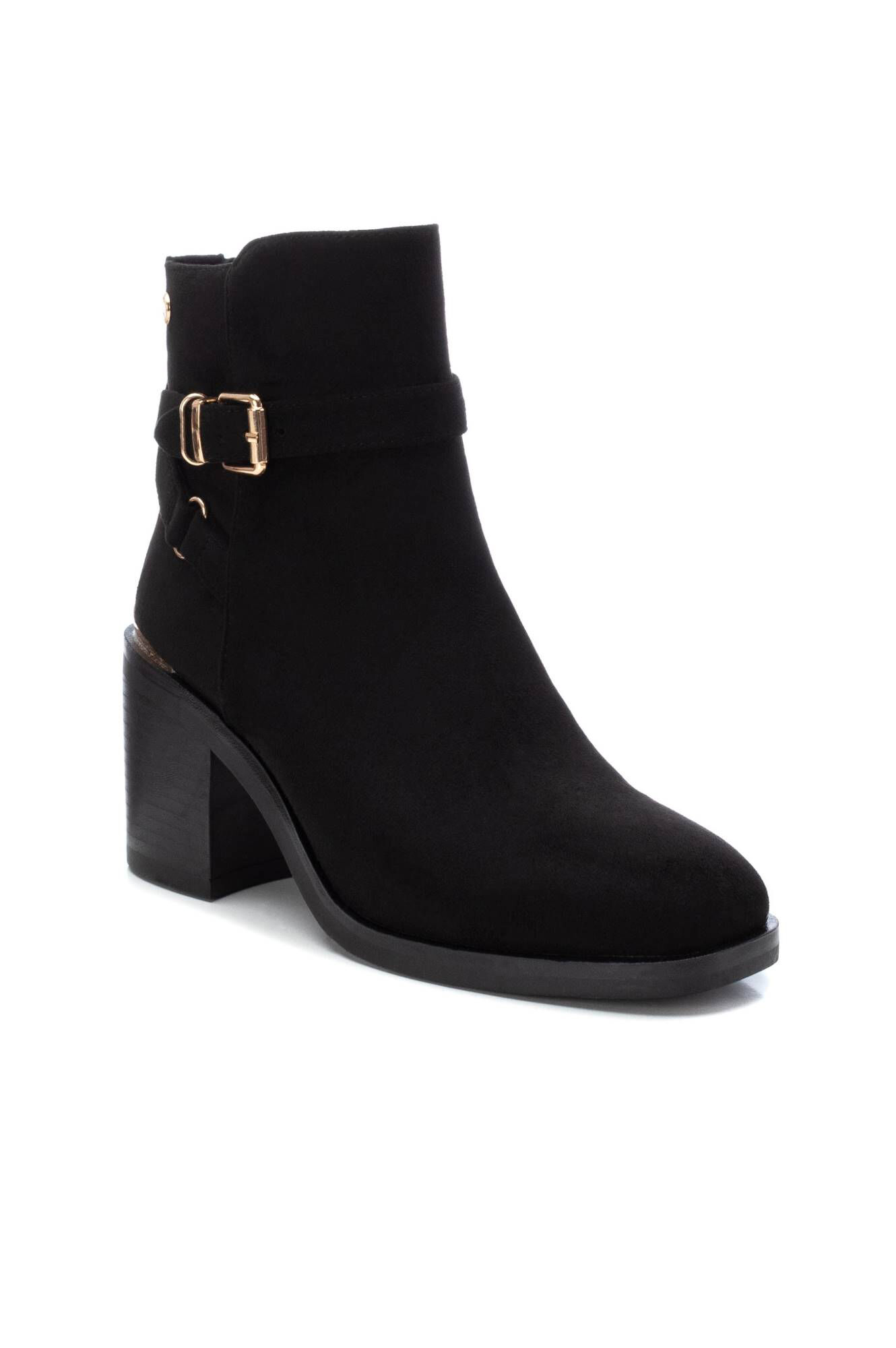Botas de tornozelo femininas em camurça preta