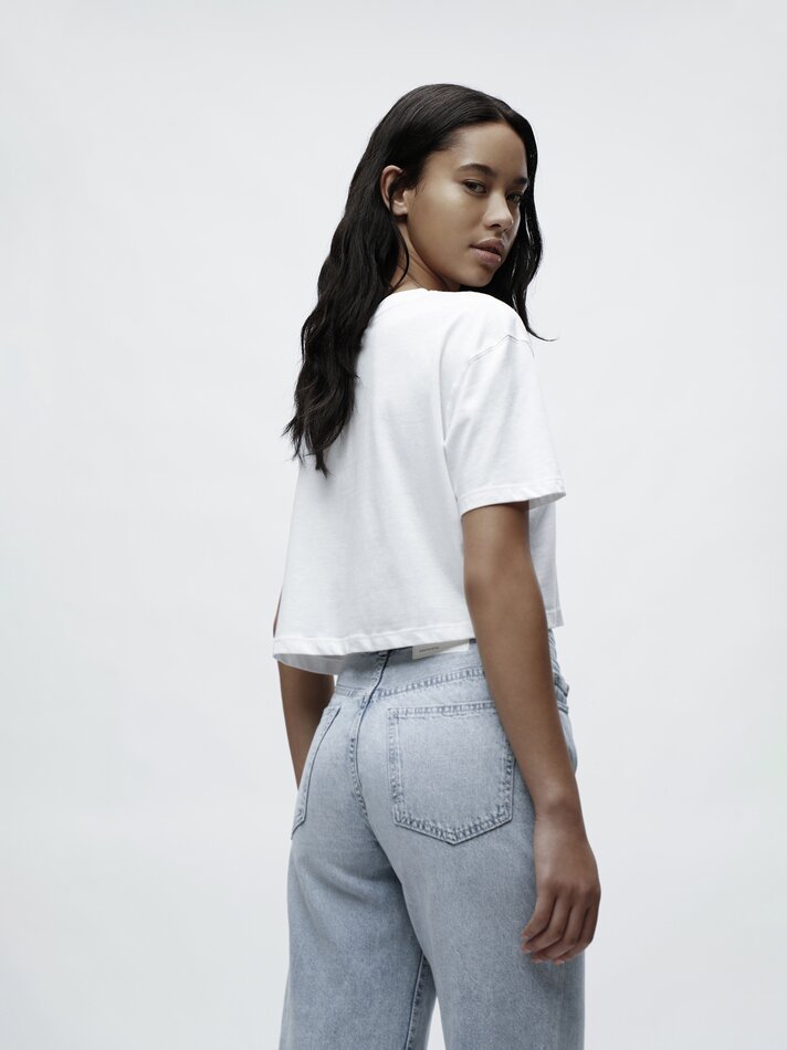 Calças culote jeans - Azul claro