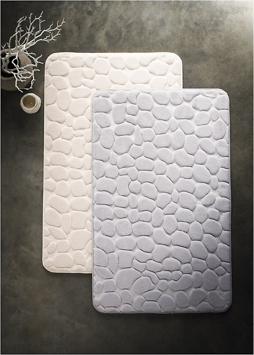 Tapis de bain antidérapant à mémoire de forme 50x80 cm, perle, Levasseur Mineral