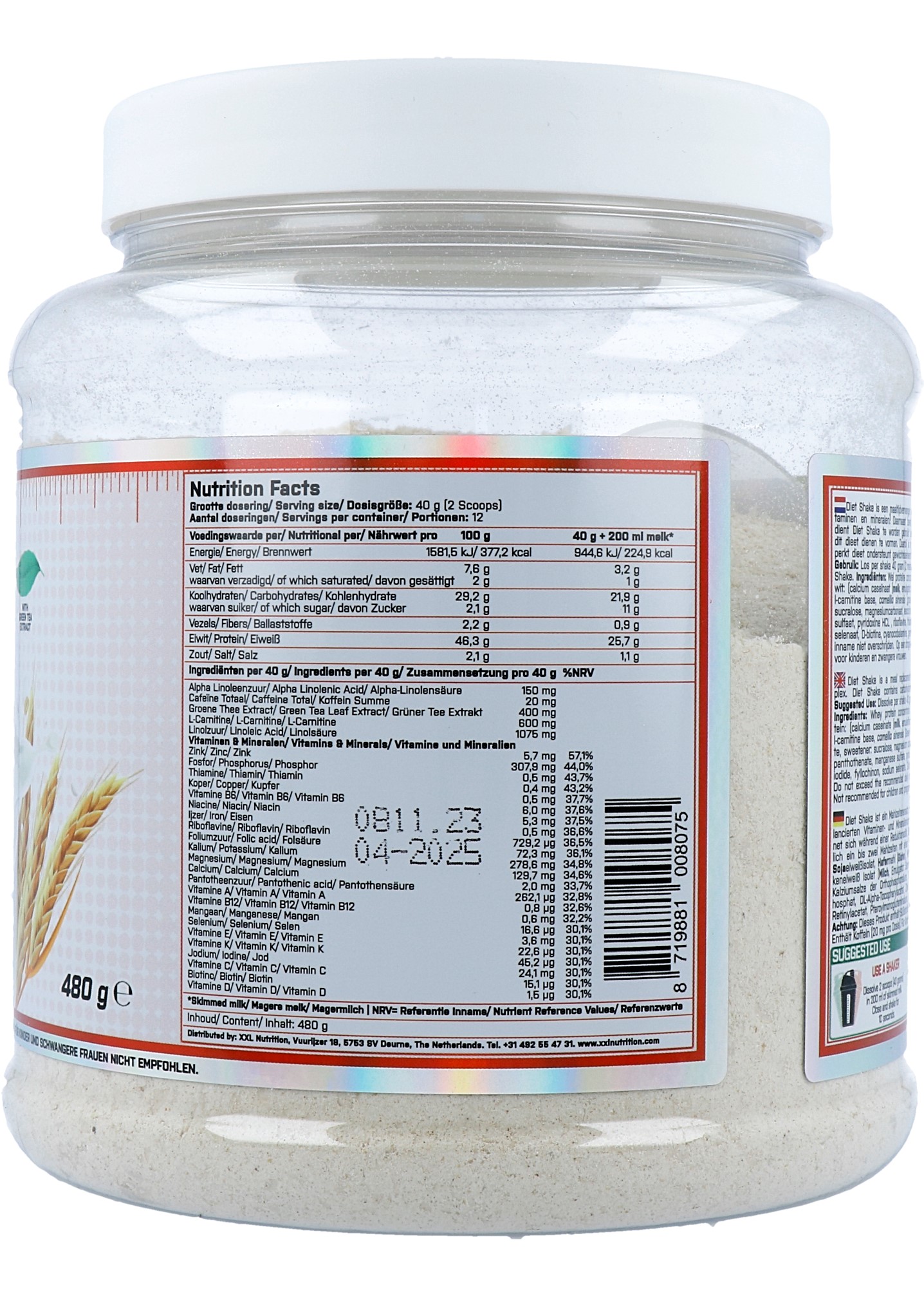 XXL Nutrition Diet Shake Cookies & Cream (480 gr)