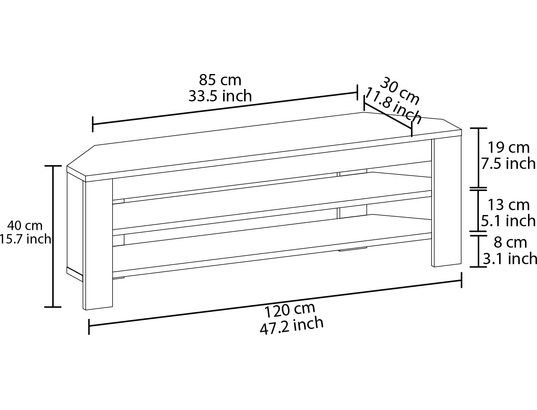 CONCEPT1 - Meuble TV Anglato gris 120 x 30 x h40 cm