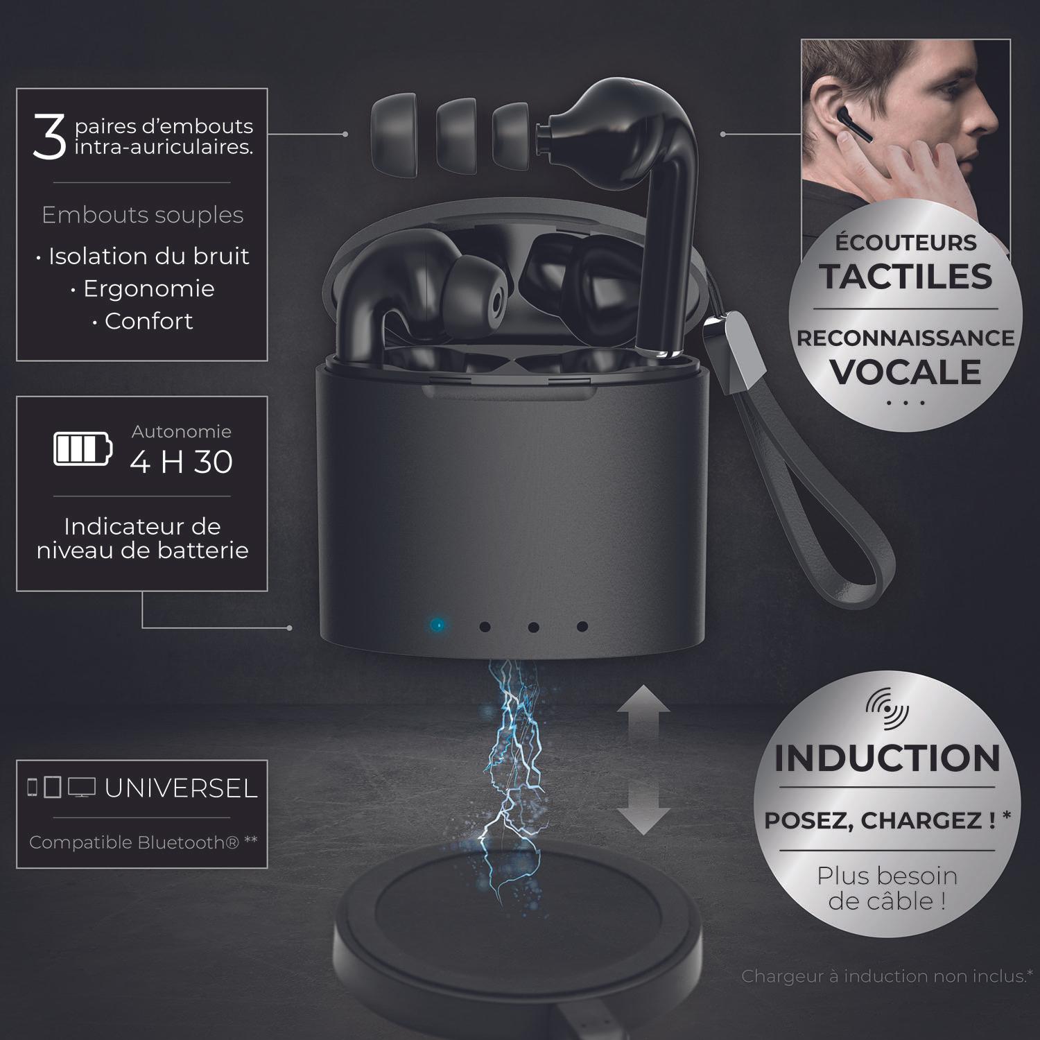 ECOUTEURS EARBOX PRO INDUTION NOIR