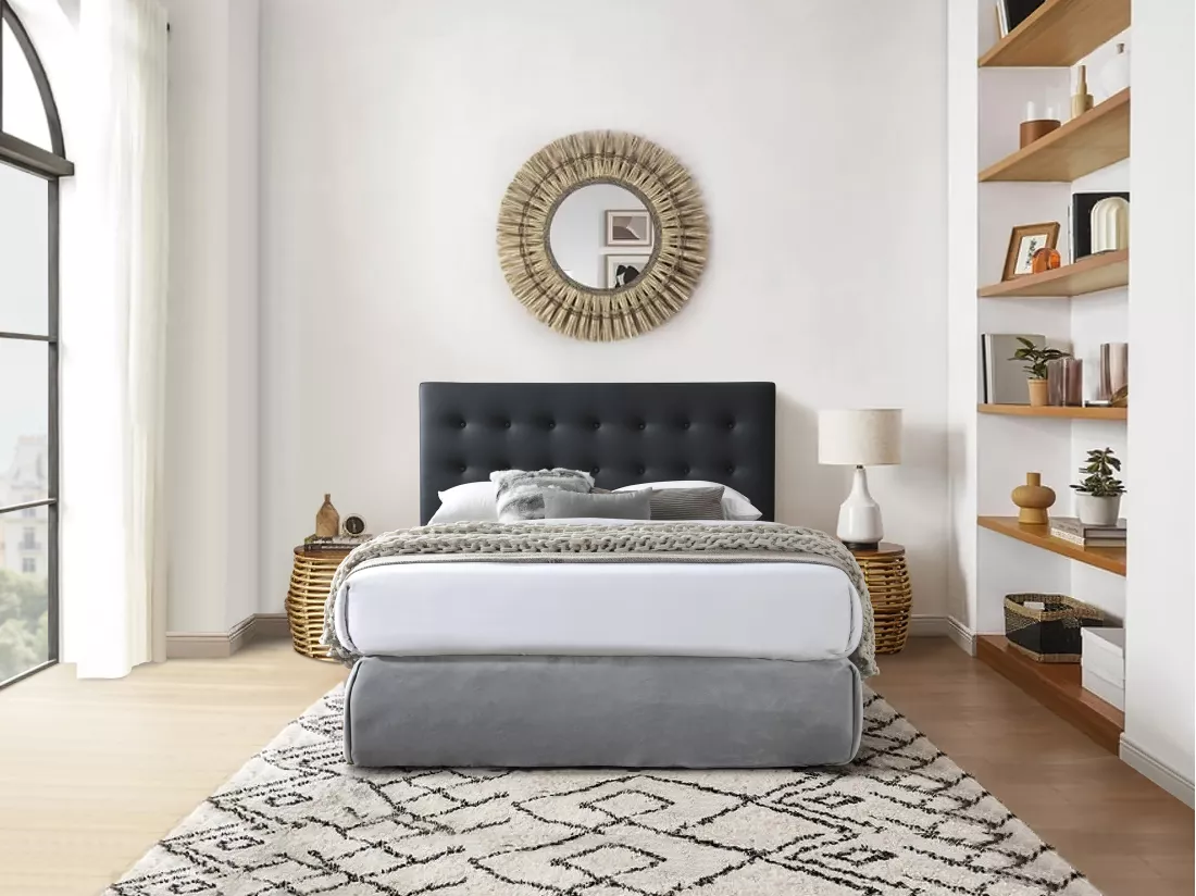 Tête de lit capitonnée 160 cm - Simili - Noir - FRANCESCO