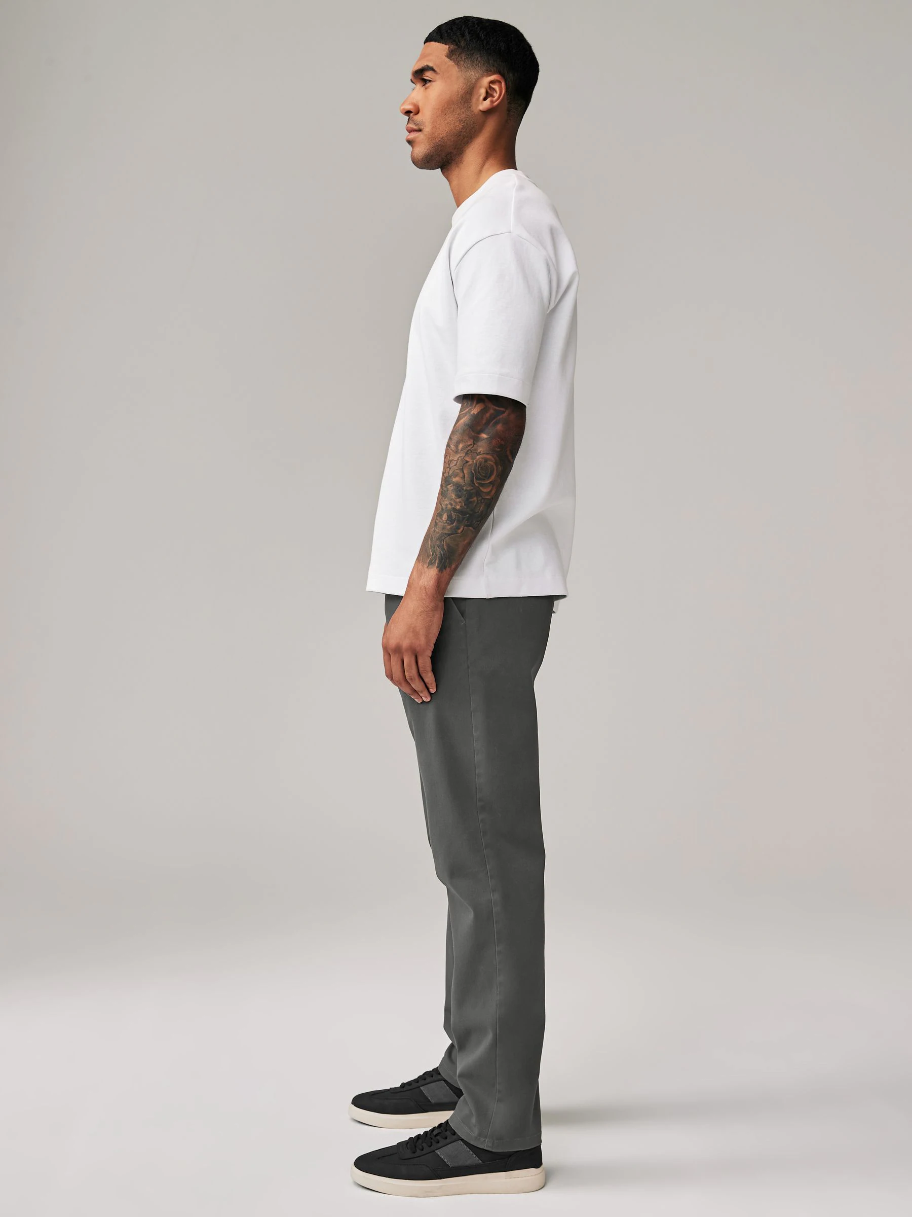 Donkergrijs - Straight fit - Stretchy chino