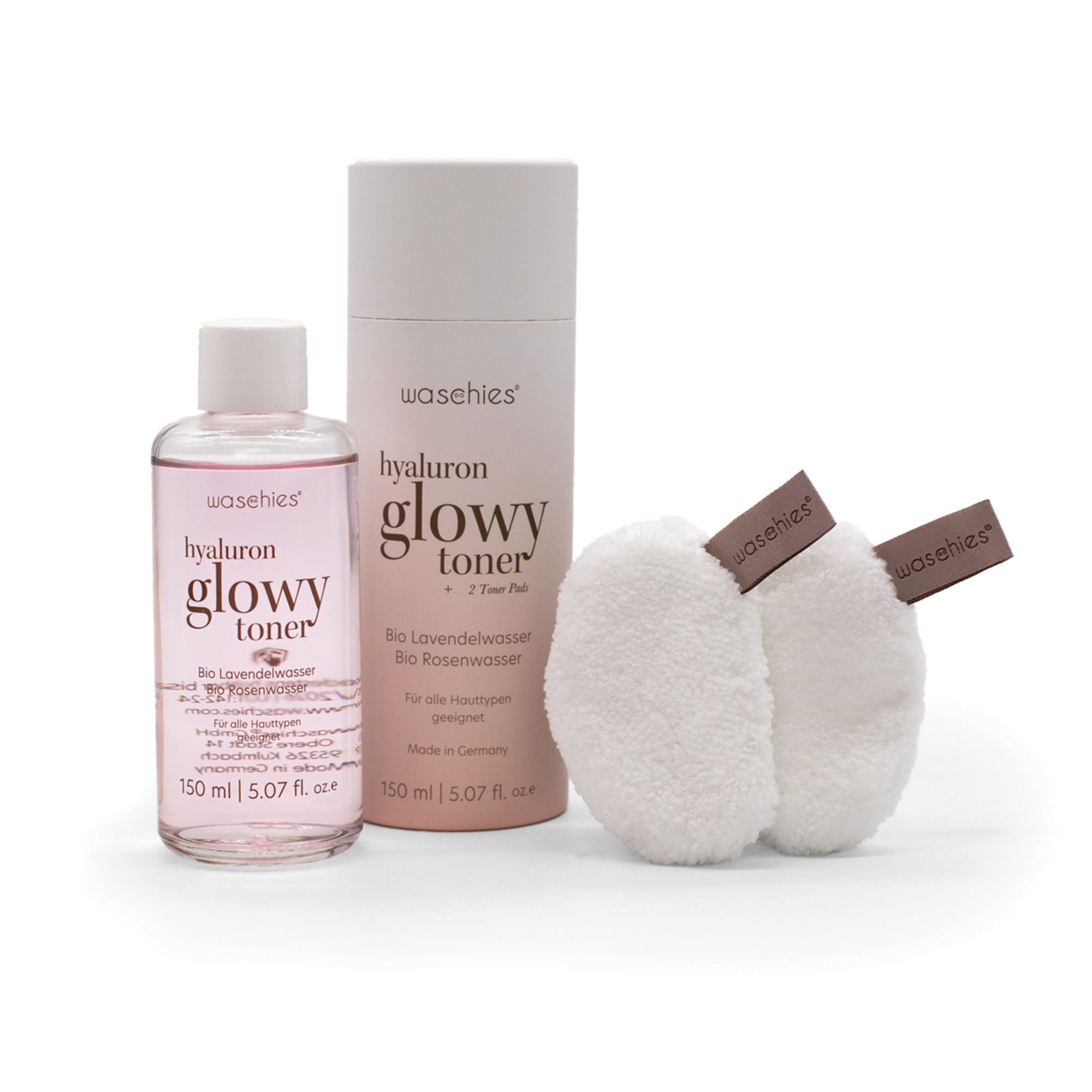 waschies Hyaluron Glowy Toner inkl. 2 nachhaltige Wattepads
