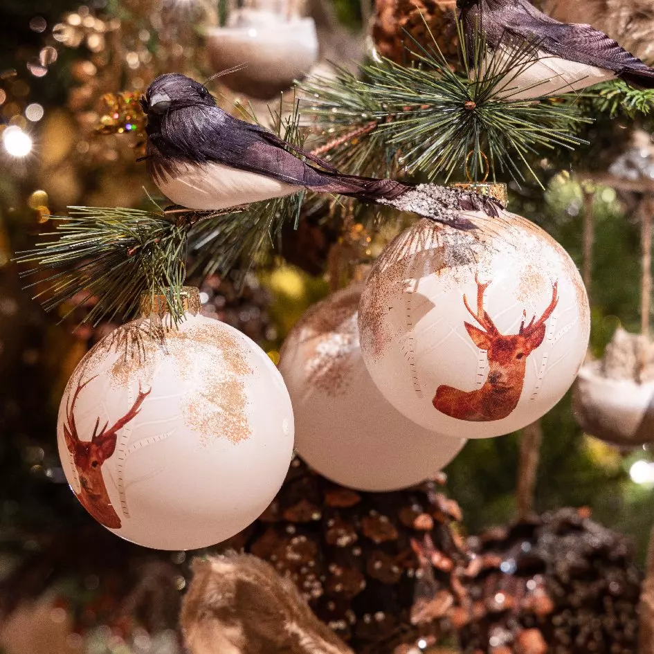 Lot de 3 boules de Noël (D80 mm) en verre Comète Blanc