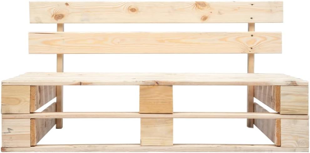 vidaXL Holz Palettensofa mit Sandfarbigen Kissen Palettenauflage Palettenkissen Paletten Polster Sofa Gartensofa Palettenmöbel Gartenmöbel In/Outdoor