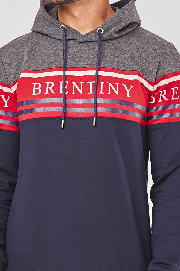 Sweat à capuche gris et bleu BRENTINY PARIS