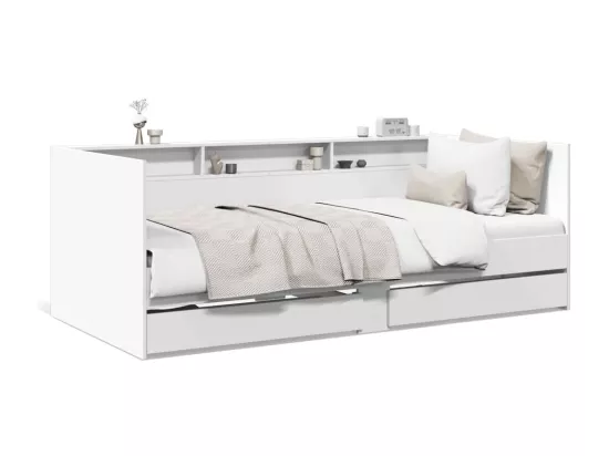 Lit de jour avec tiroirs sans matelas blanc 100x200 cm
