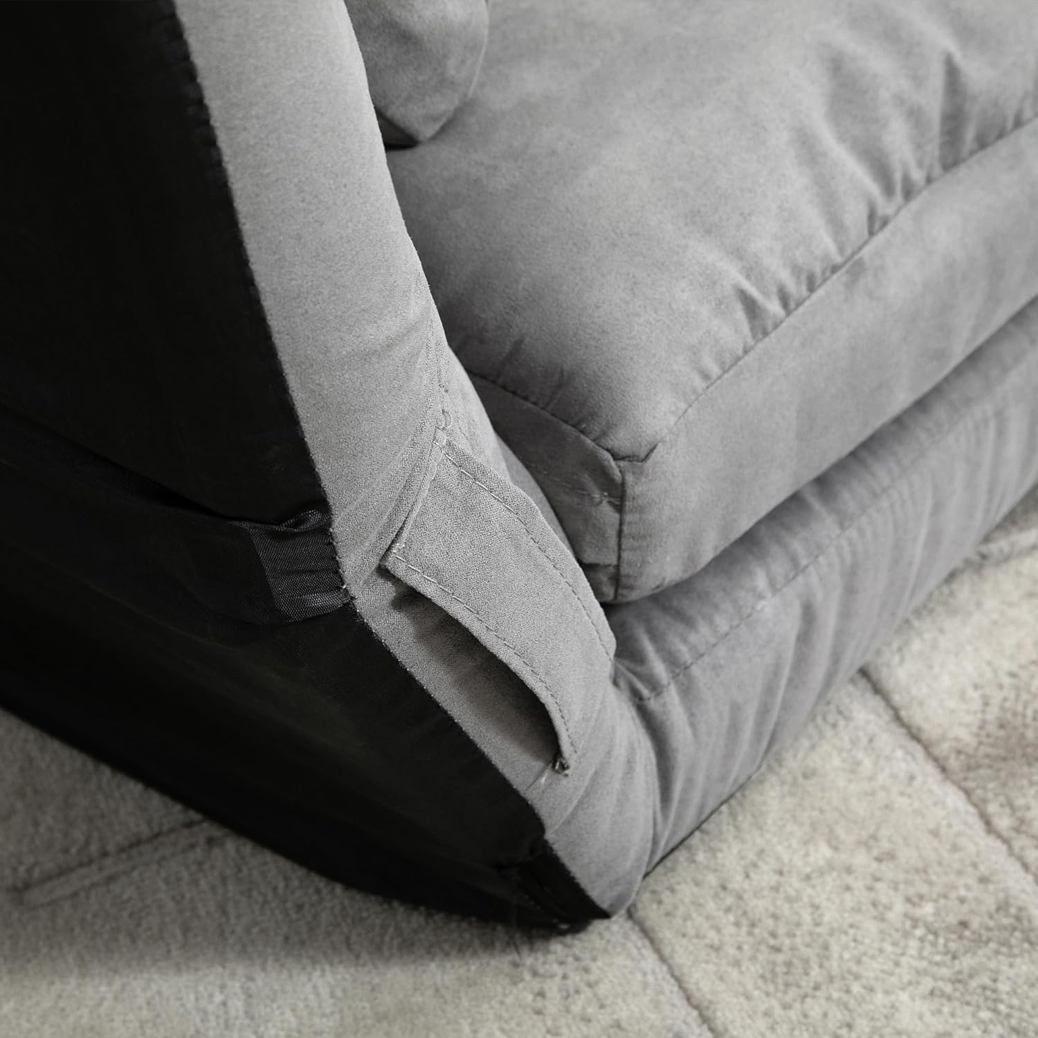 HOMCOM Bodensofa Schlafsofa Bodensofa mit 3-stufig verstellbar Rückenlehne, 5-stufig verstellbar Kopfstütze, Klappsessel Sofabett Hellgrau 130 x 73 x 60 cm