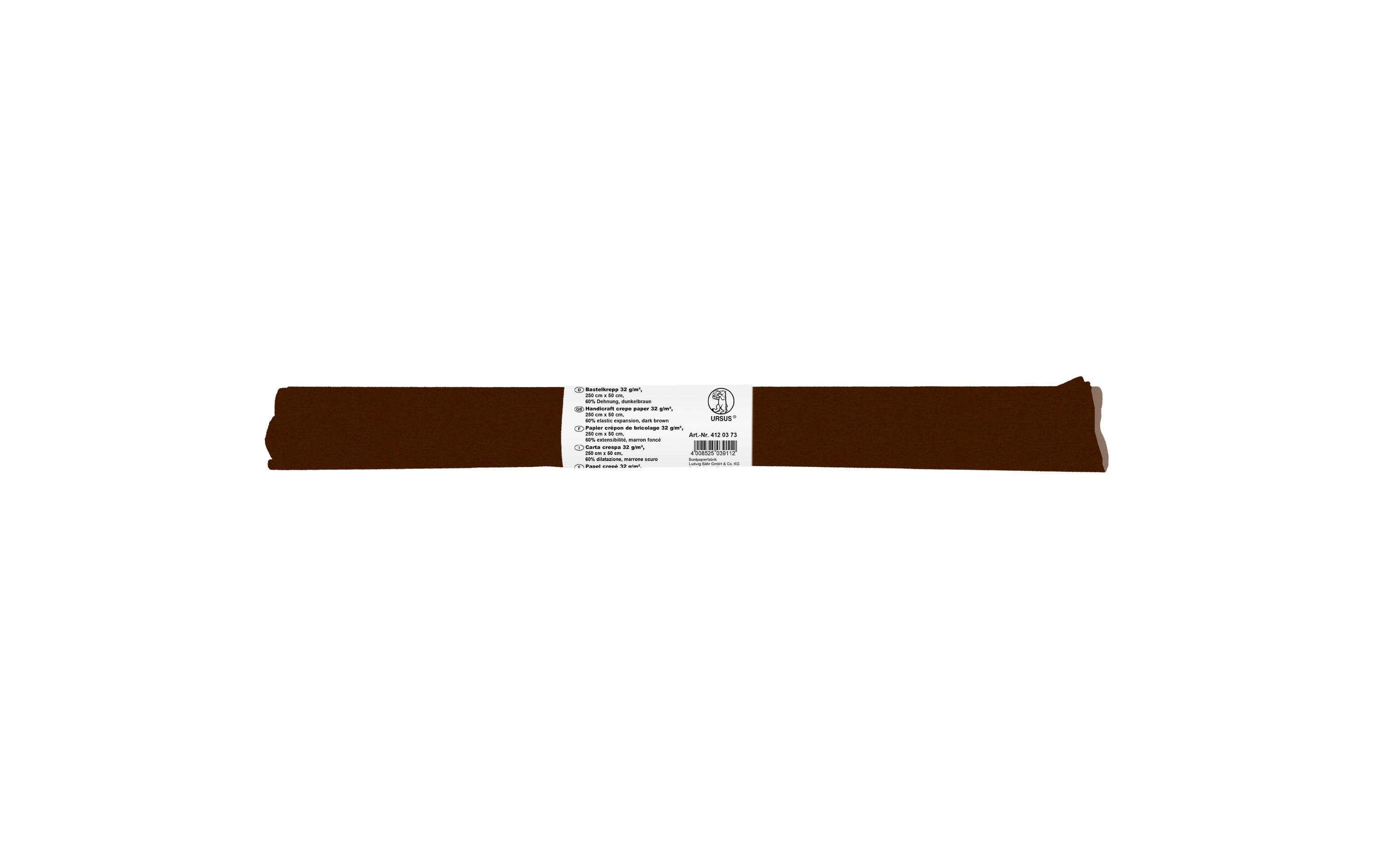 Krepppapier 50 cm x 2.5 m, 32 g/m², DunkelbraunBastelkrepp auf der Rolle