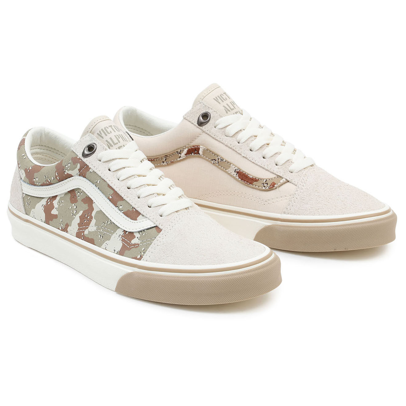 Vans Sneakers en Cuir & Textile Old Skool écrues