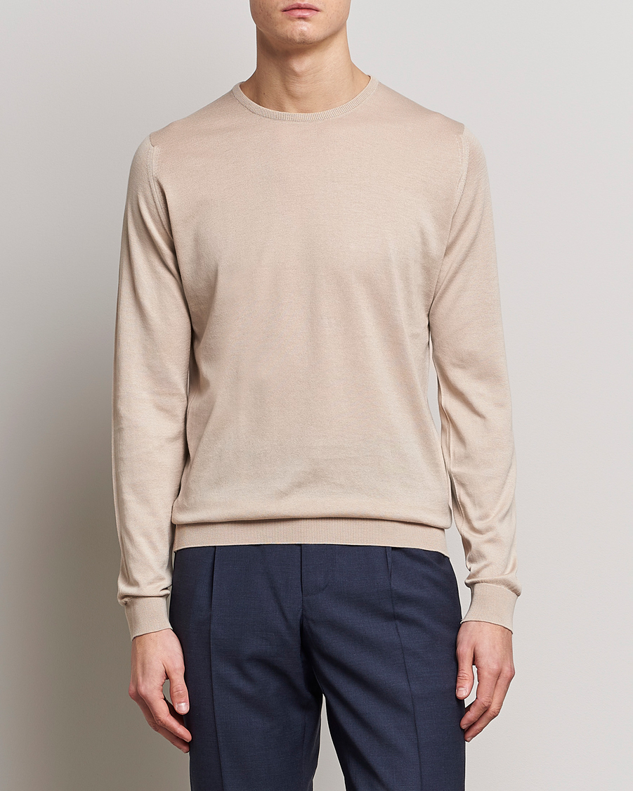 John Smedley Hatfield Sea Island Crew Neck Almond