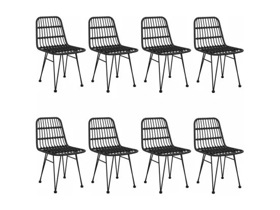Ensemble à manger de jardin 9 pcs Noir Résine tressée