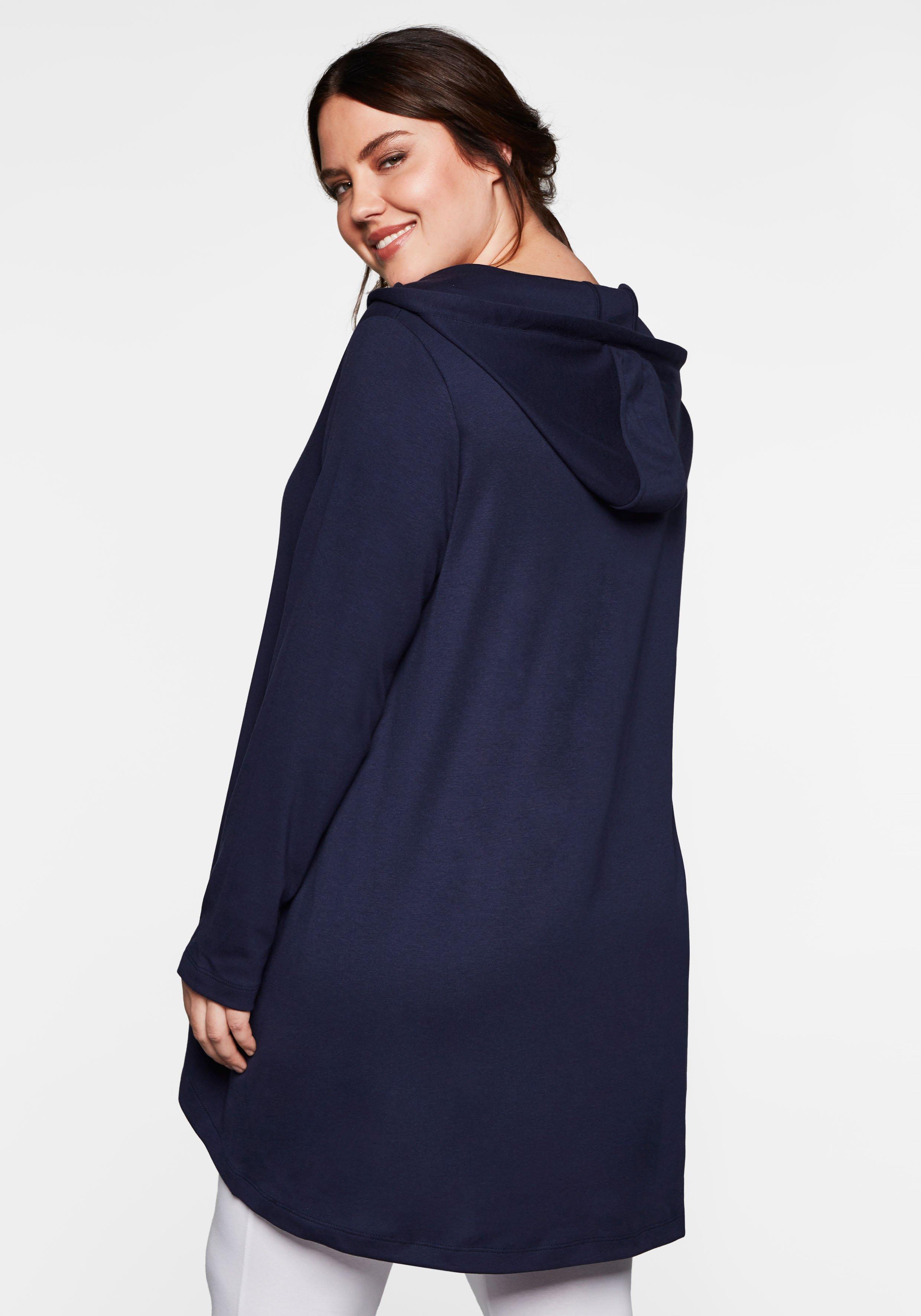 Longshirt mit Kängurutasche, im Vokuhila-Schnitt