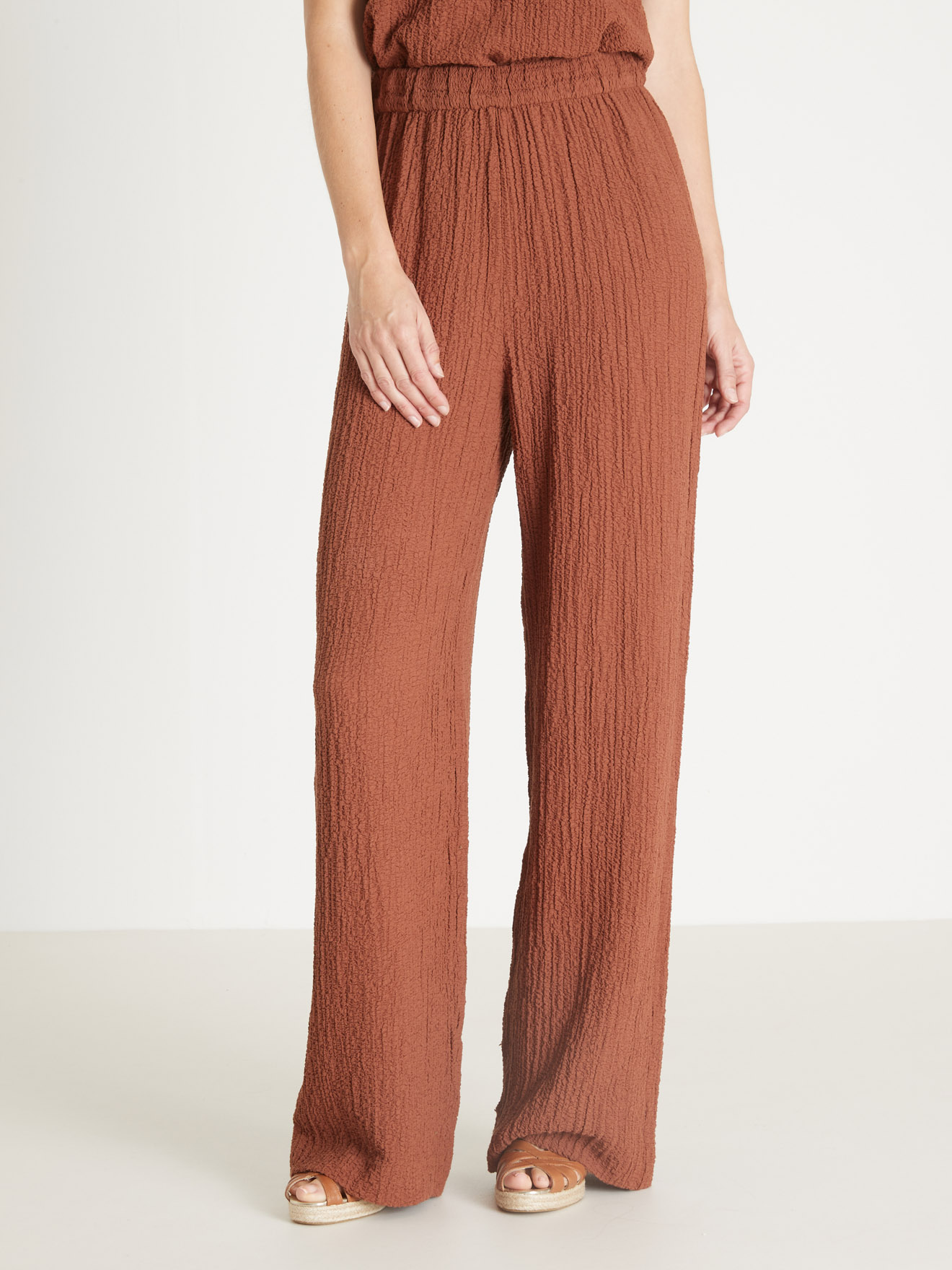 Pantalon large en seersucker