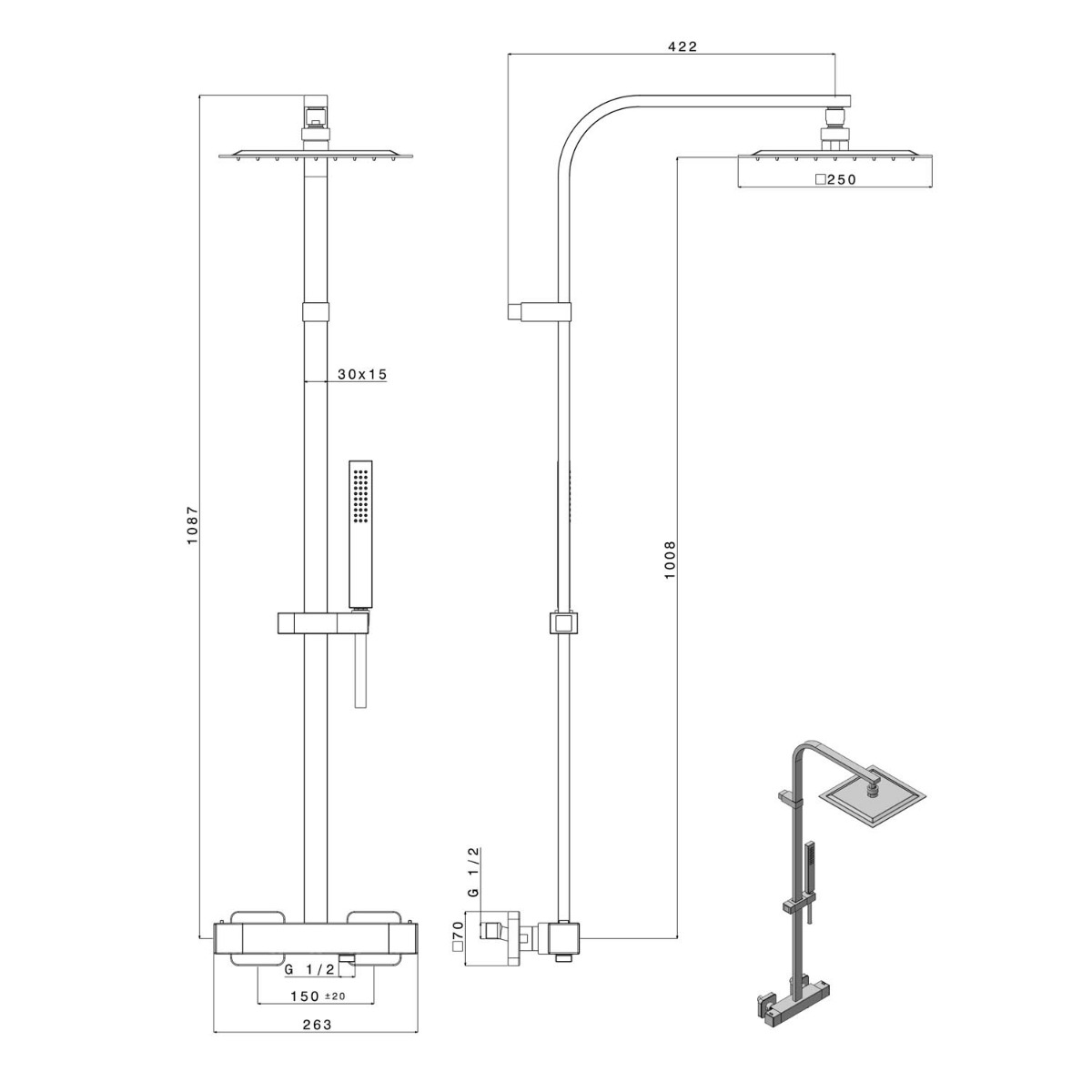 Sapho Dimy opbouw regendouche chroom