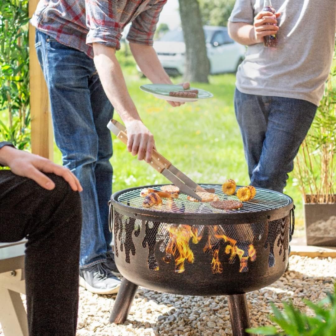 La Hacienda Wildfire Ø 61 cm - Feuerschalen für den Garten - Feuerstelle Outdoor & Feuertonne - Feuerschale mit Grillrost aus hochwertigem Stahl - Feuerkorb für den Garten - 61x61x61 cm