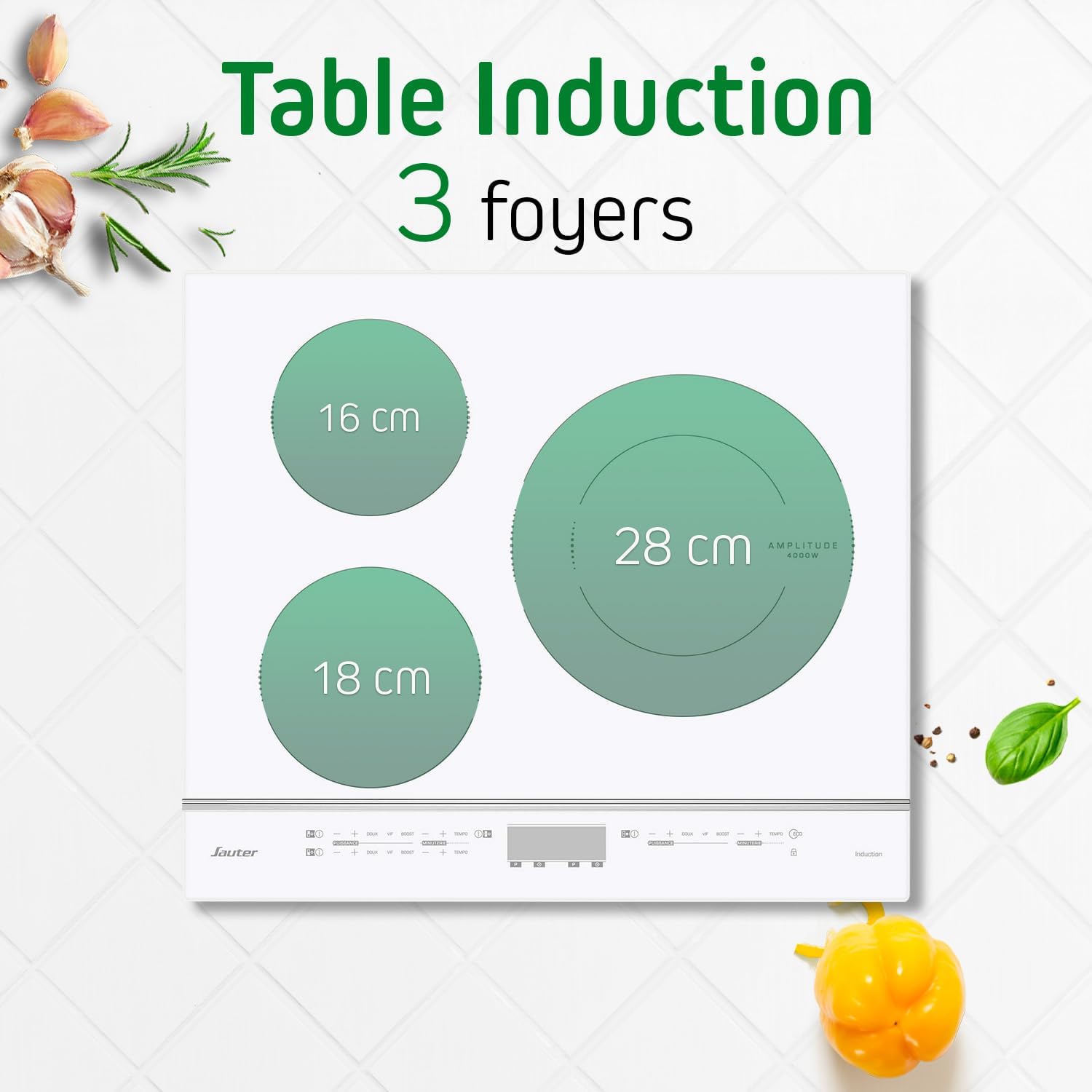 Sauter - SPI4360W - Table de cuisson à induction - Table de cuisson encastrable - Blanc