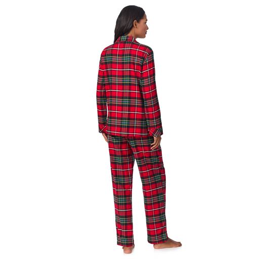 Lauren Ralph Lauren Notch Collar Pyjamassæt, Red Plaid, M