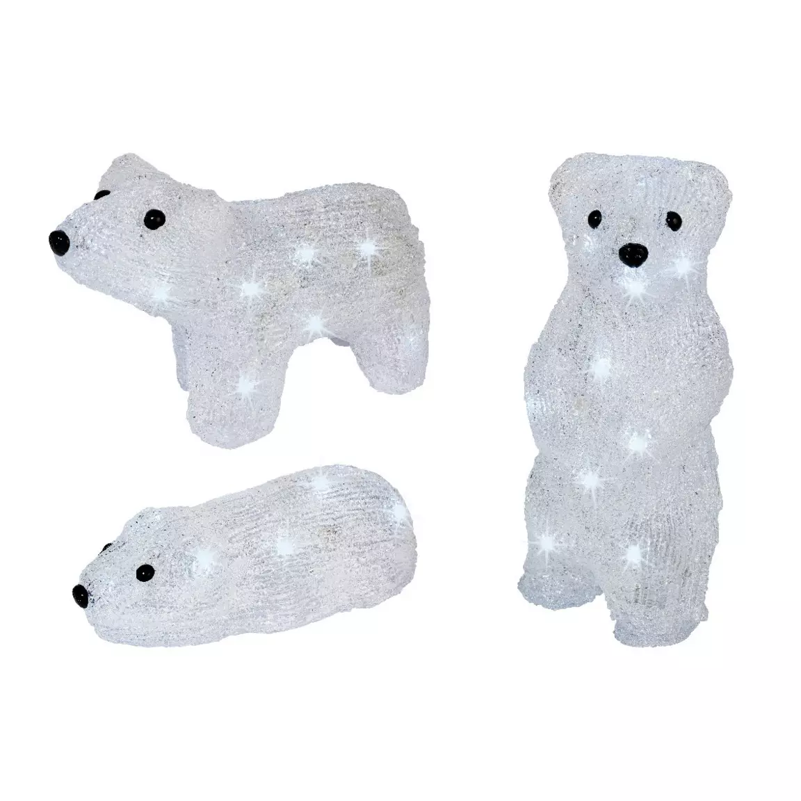 Famille d'ours lumineux à piles 16 LED (H26 cm) Blanc froid
