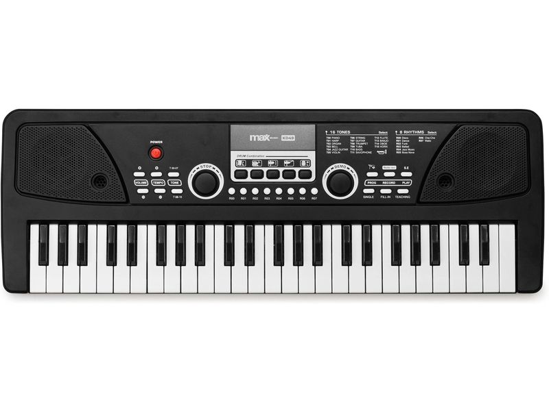 MAX Keyboard KD49 Elektronisches Keyboard mit 49 Tasten und Duo-Lautsprechersystem
