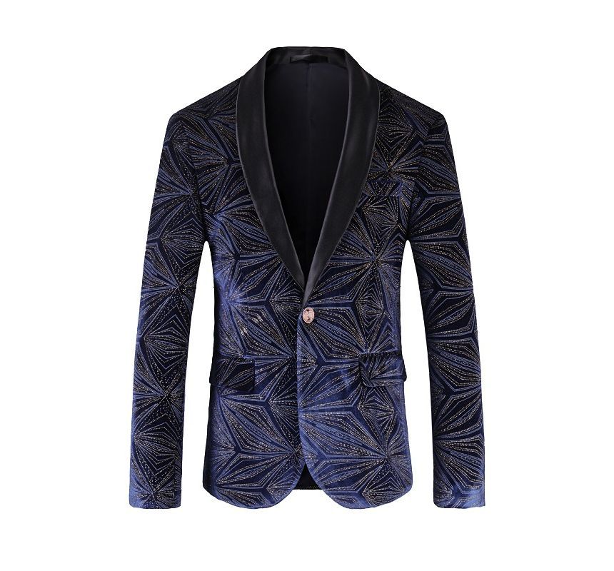 Sheck - Set: Blazer met reverskraag, glitterpatroon en enkele rij knopen + pantalon