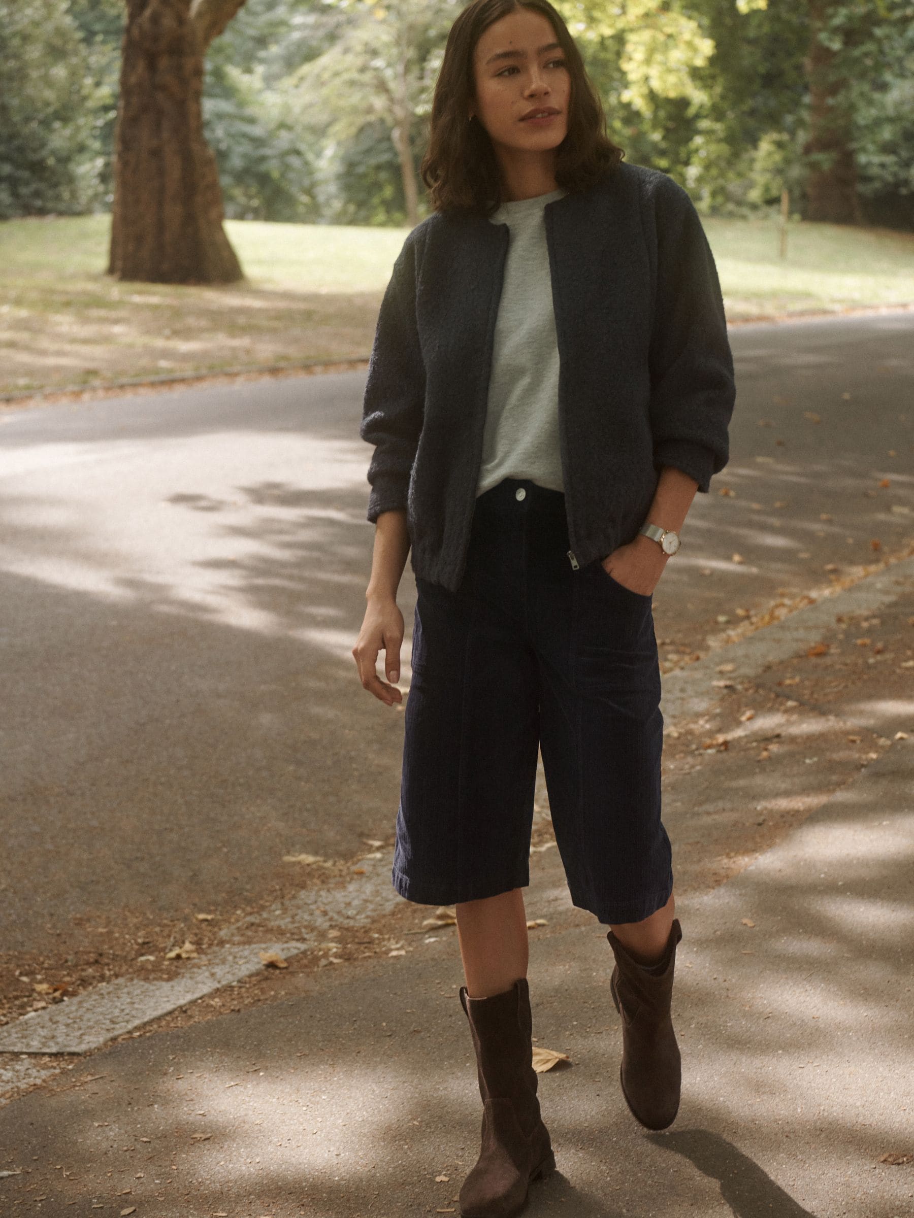 Marineblauw - Washed Cord Shorts