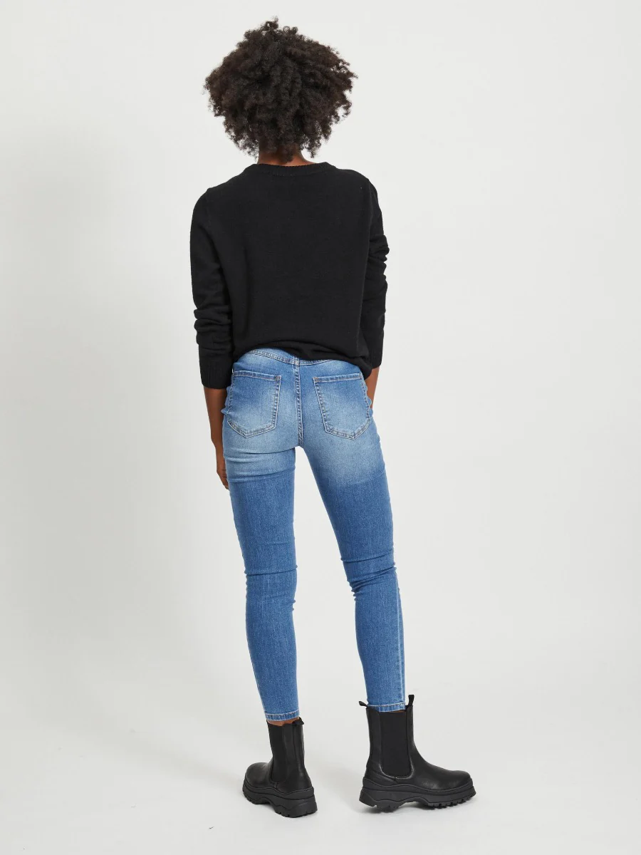 Vila  Viril O-Neck L/S striktrøje - sort