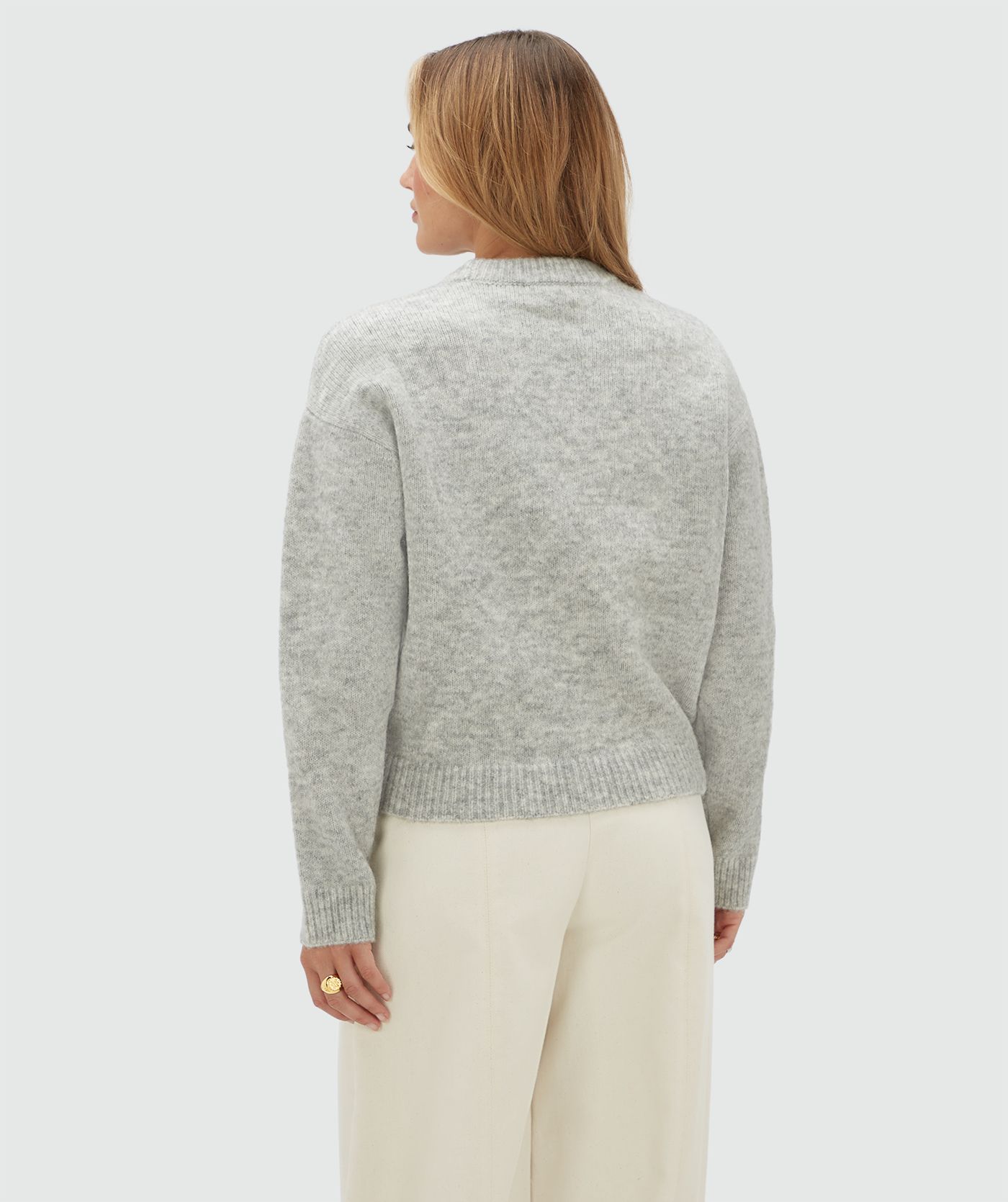 JV-IZE oversized sweater met logo - grey melange