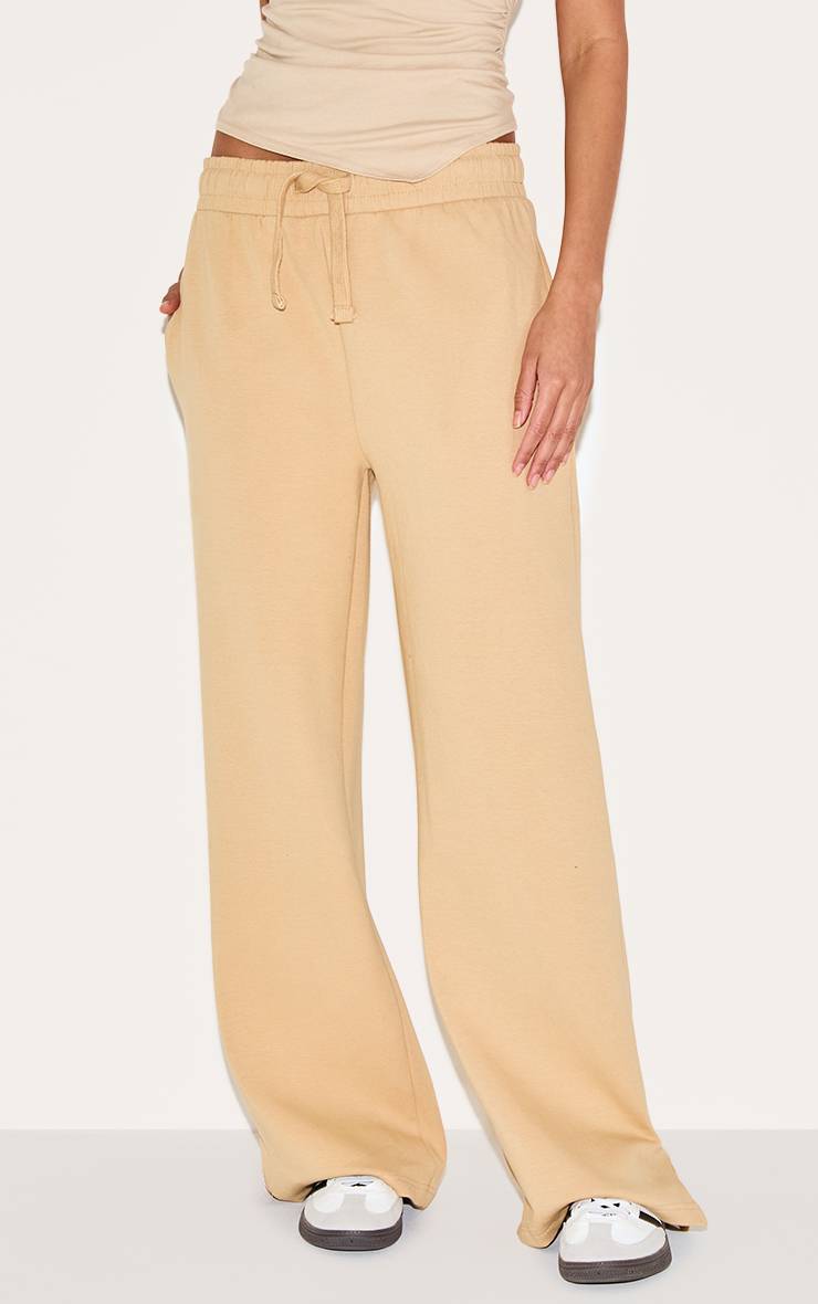 Gris Pierre Jogging En Maille Interlock À Jambes Larges Et Ourlets Fendus
